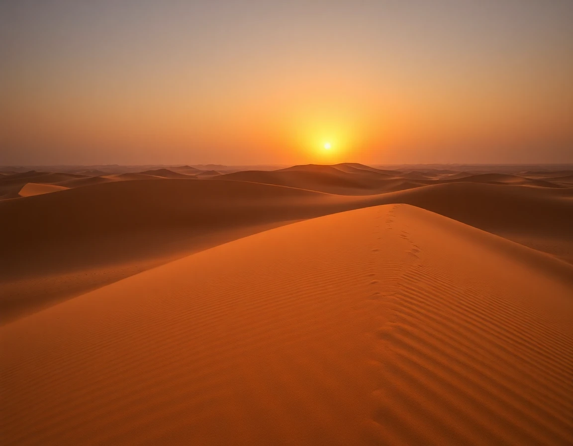 UAE desert dunes at sunset with no people, professional landscape photography