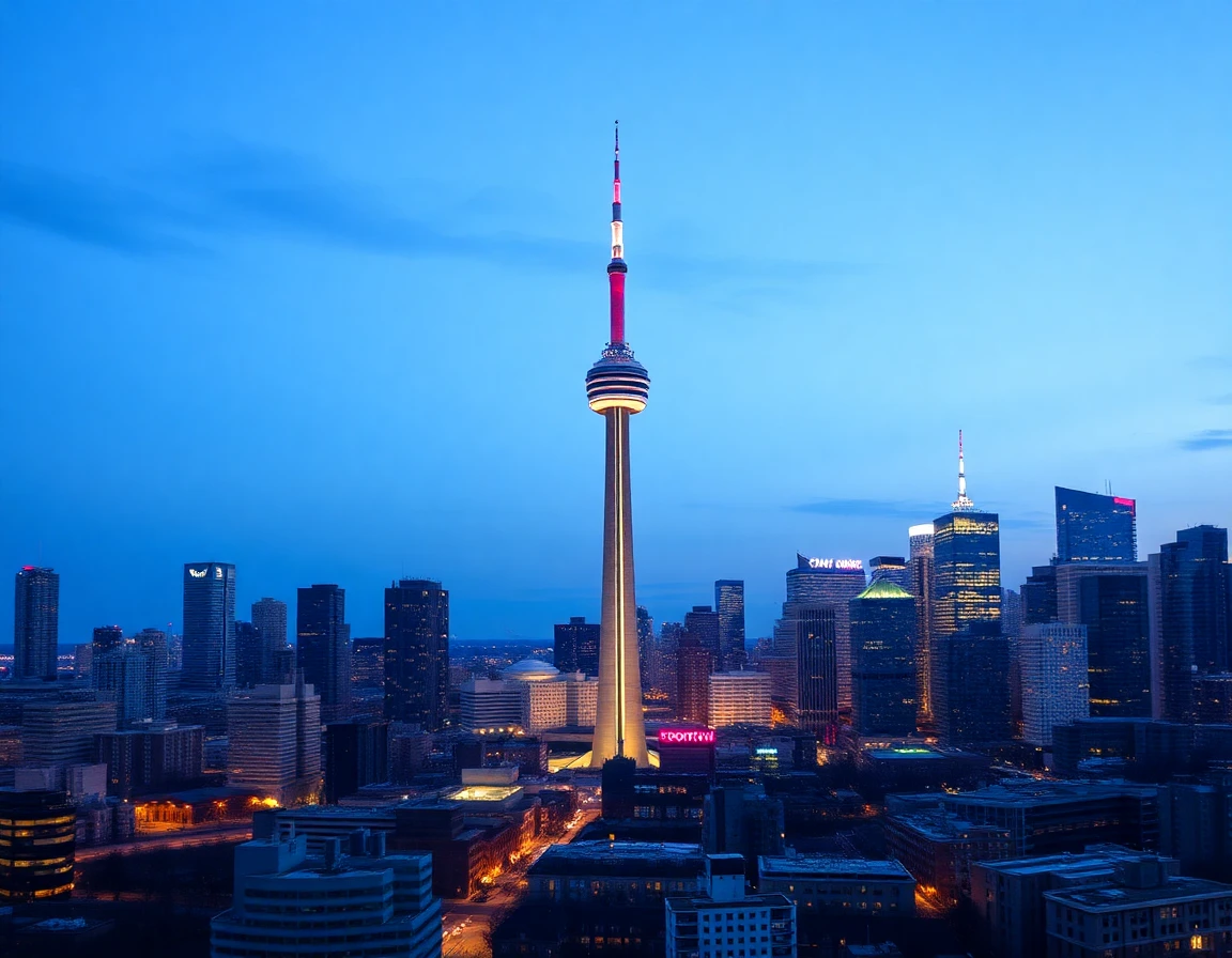 Toronto CN Tower and skyline at twilight, professional cityscape photography