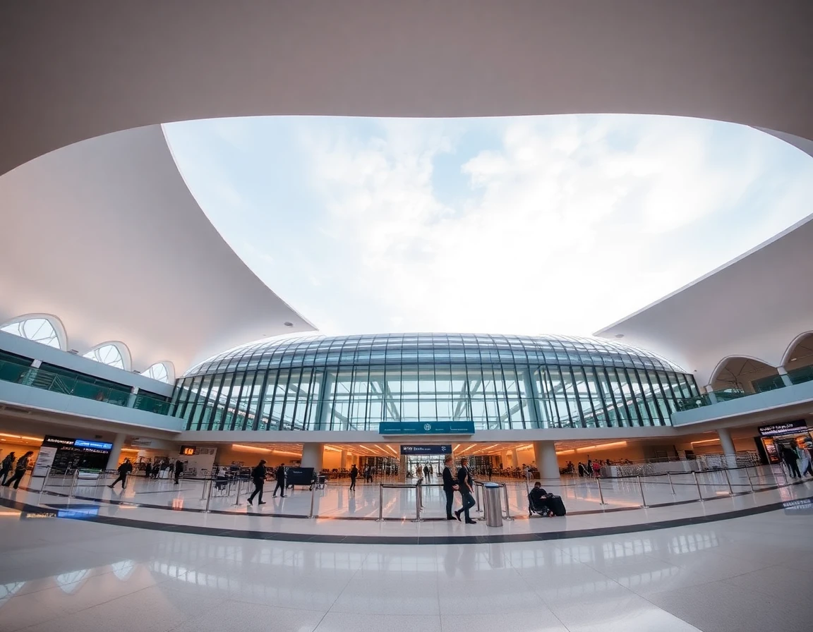 Jakarta Soekarno-Hatta airport modern terminal, wide angle architectural