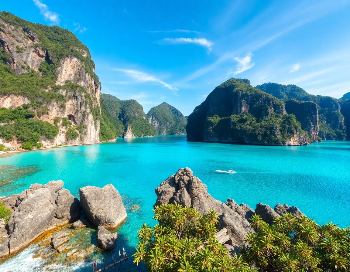 Palawan El Nido limestone cliffs and turquoise lagoon, professional landscape ph