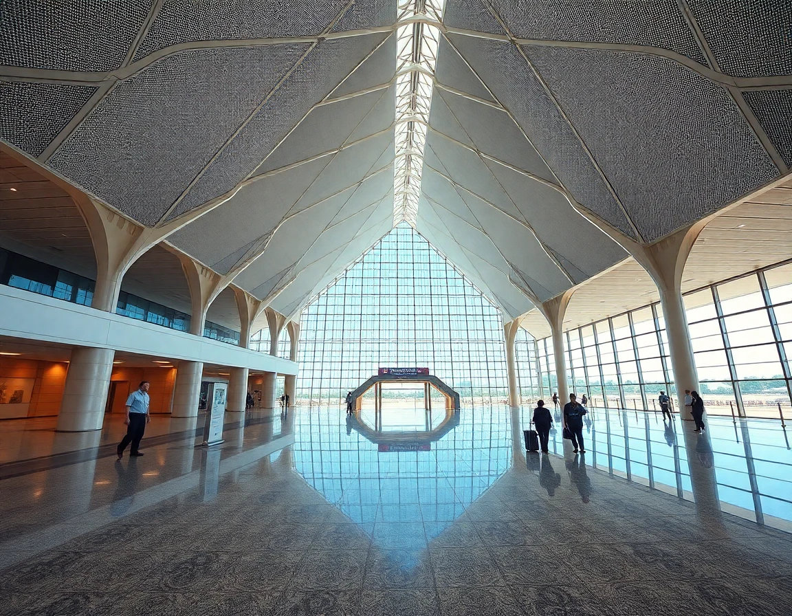 Ho Chi Minh City Tan Son Nhat airport terminal, wide angle architectural